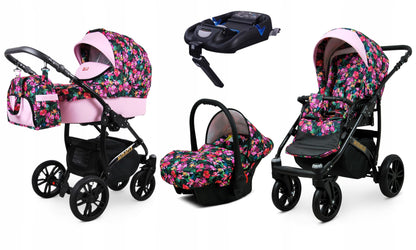 BabyLux Miracle 2-in-1 Baby Pushchair Deep and Pushchair with Accessories Adjustable and Foldable Aluminium Construction Waterproof Non-Removable Wheels Gold Leaf