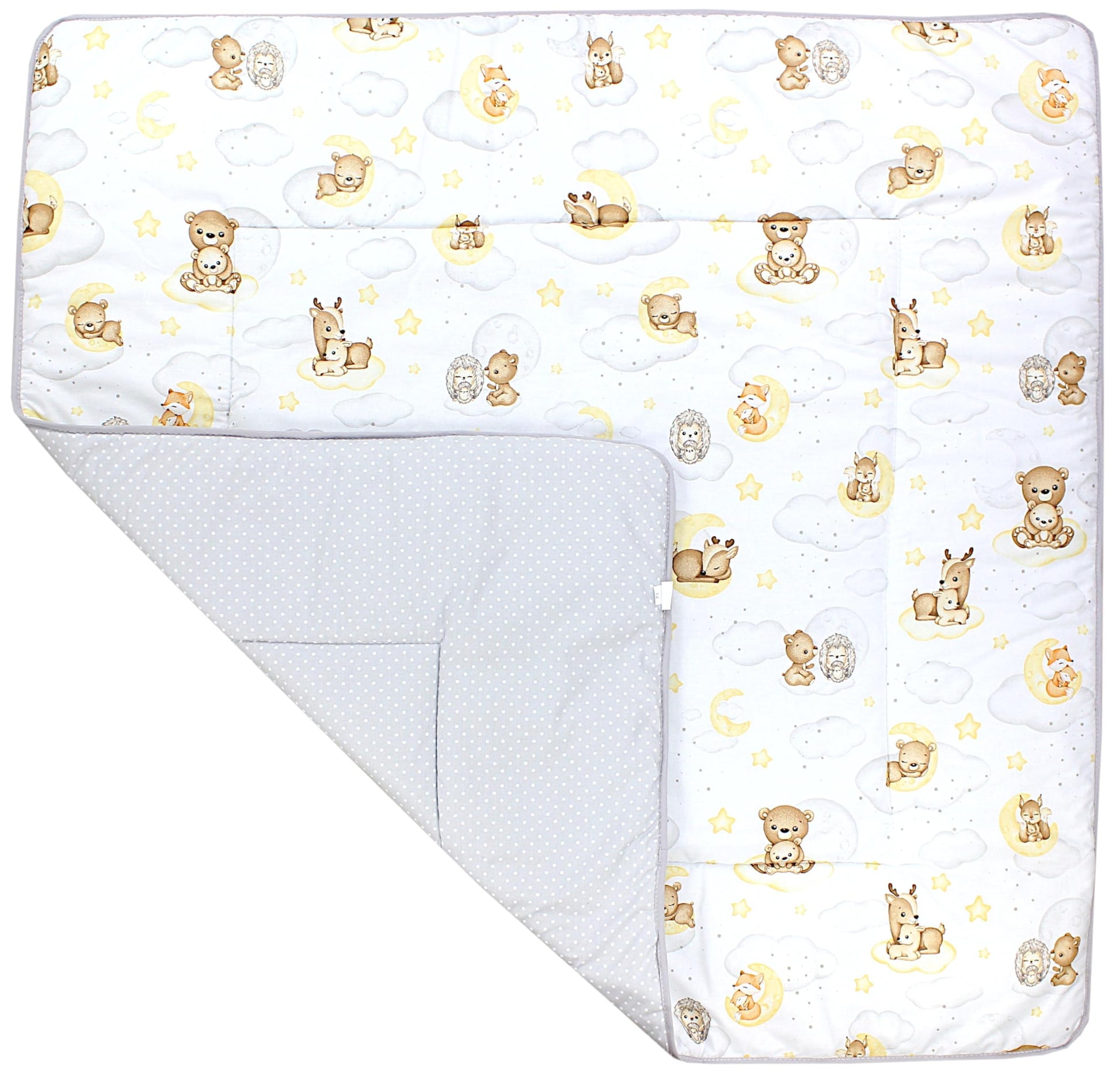 TupTam Krabbeldecke für Baby 120x120 cm - Gepolsterte Spieldecke Baby Baumwolle, XXL, OEKO-TEX, Weich & Hautfreundlich, Farbe: Wald/Beige - Meloni2