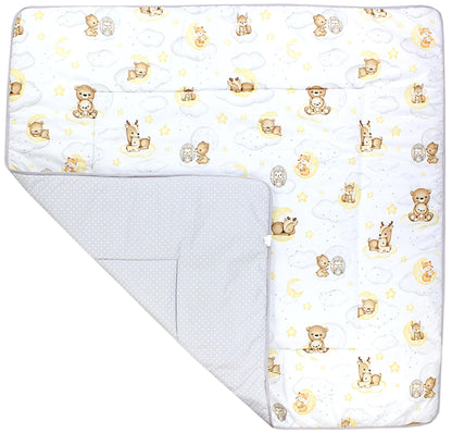 TupTam Krabbeldecke für Baby 120x120 cm - Gepolsterte Spieldecke Baby Baumwolle, XXL, OEKO-TEX, Weich & Hautfreundlich, Farbe: Wald/Beige - Meloni2