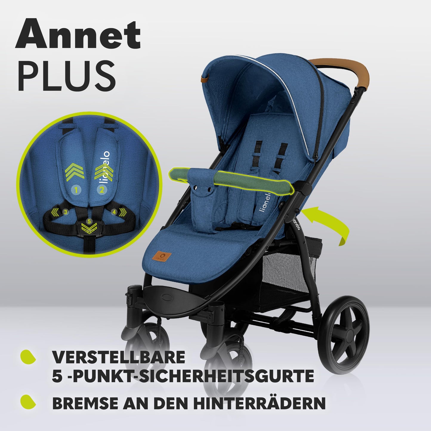 LIONELO Annet Plus Buggy up to 22 kg with Reclining Function, Small Folding Pushchair with Accessories, EVA Foam Wheels, Mosquito Net, Foot Cover Drink Holder, Basket Dreamin