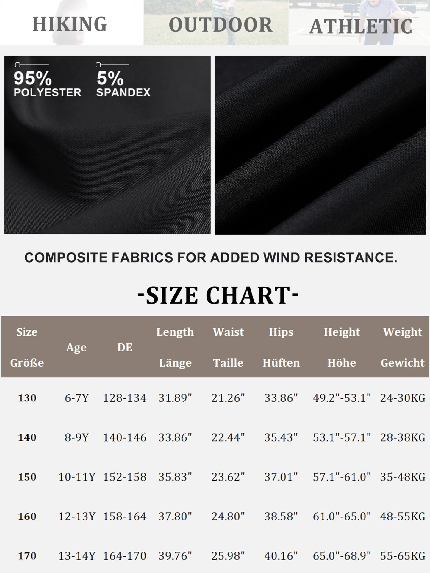 CAMLAKEE Hiking Trousers Children's Waterproof Trekking Trousers Boys Outdoor Trousers Boys Cargo Trousers