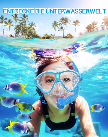 Gintenco Schnorchelset Kinder, Taucherbrille Kinder mit Schnorchel Anti-Fog Panorama-Weitsicht, Anti-Leck schnorchelmaske,Tauchmaske für Schwimmen Schnorcheln 4-16 Jahre