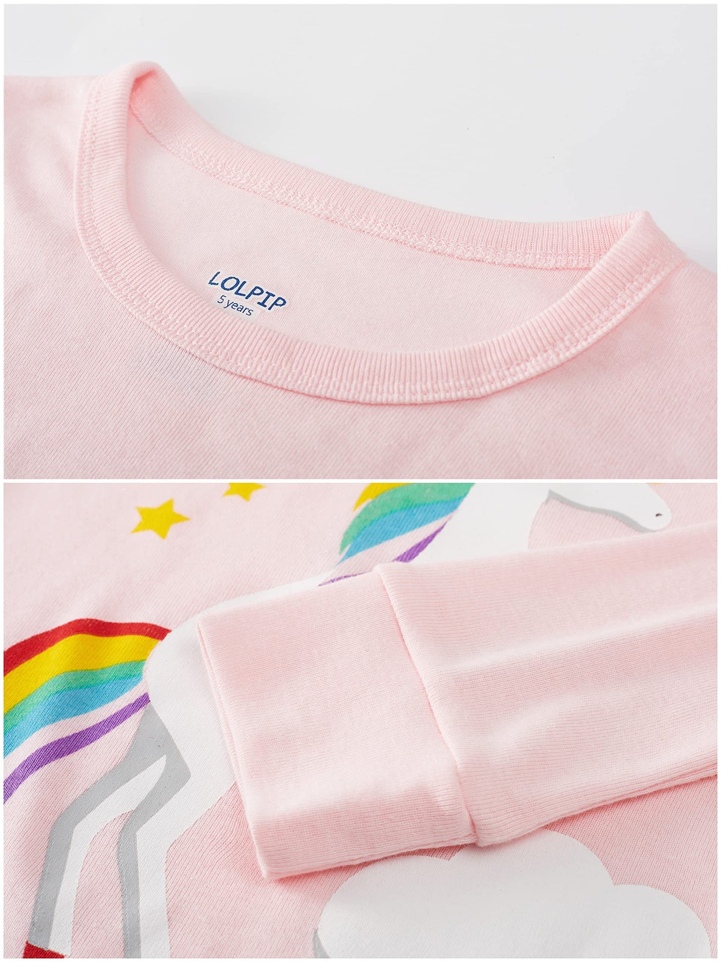 LOLPIP Mädchen Pyjamas 100% Baumwolle Schlafanzug für Kinder Schlafkleidung Langarm 4 Stück Set 1-12 Jahre