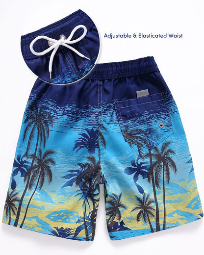 Domee Jungen Badehosen Badeshorts Schnelltrocknend Schwimmhose mit Netzfutter Verstellbarer Kordelzug