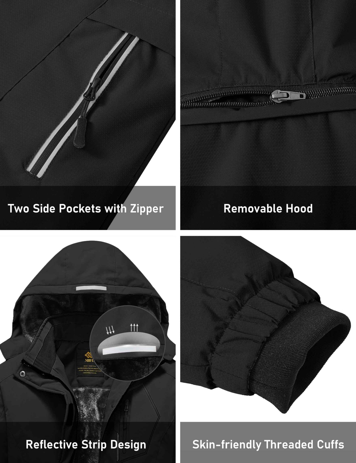 MoFiz Girls' Winter Jacket, Ski Jacket, Children's Softshell Jacket, Fleece Lining, Windproof, Outdoor Jacket with Hood