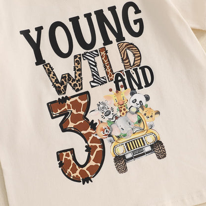 Baby Junge 1. Jahr Geburtstags T-Shirt Wild One Kurzarm Oberteil Baby Mein Erster Geburtstags Outfit Sommer Kleidung