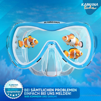 Das Neue KAIMANA® SeaExplorer Schnorchelset Kinder + Tragetasche, Taucherbrille mit Schnorchel, Taucherbrille Kinder, Alternative zur Schnorchelmaske Kinder, Taucherbrille mit Stoffband/Silikonband