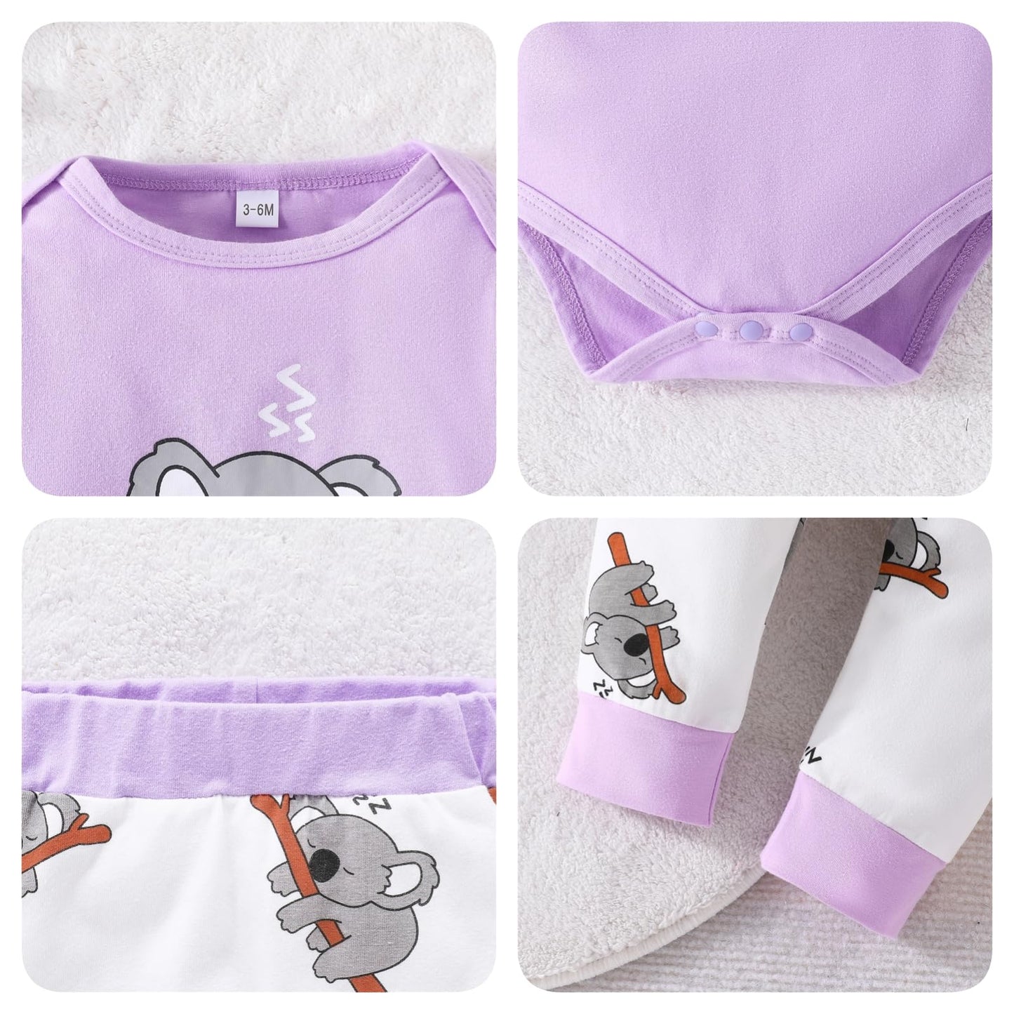 Himllauen Baby Jungen Mädchen 3-teiliges Set Koala Print Body + Hose + Hut Baby Set Kleinkind Kleidung Niedliche Outfit