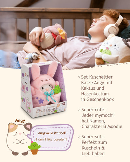 NICI MYMOCHI Kuscheltier Set - Kuscheltier Bär Nomo 8 cm mit Pommes und Bienenkostüm in Geschenkbox, Flauschiges Stofftier zum Kuscheln, Spielen und Liebhaben - 61142