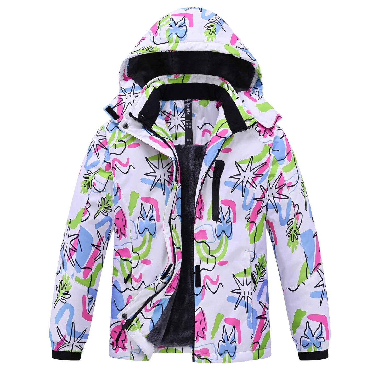 MoFiz Girls' Winter Jacket, Ski Jacket, Children's Softshell Jacket, Fleece Lining, Windproof, Outdoor Jacket with Hood
