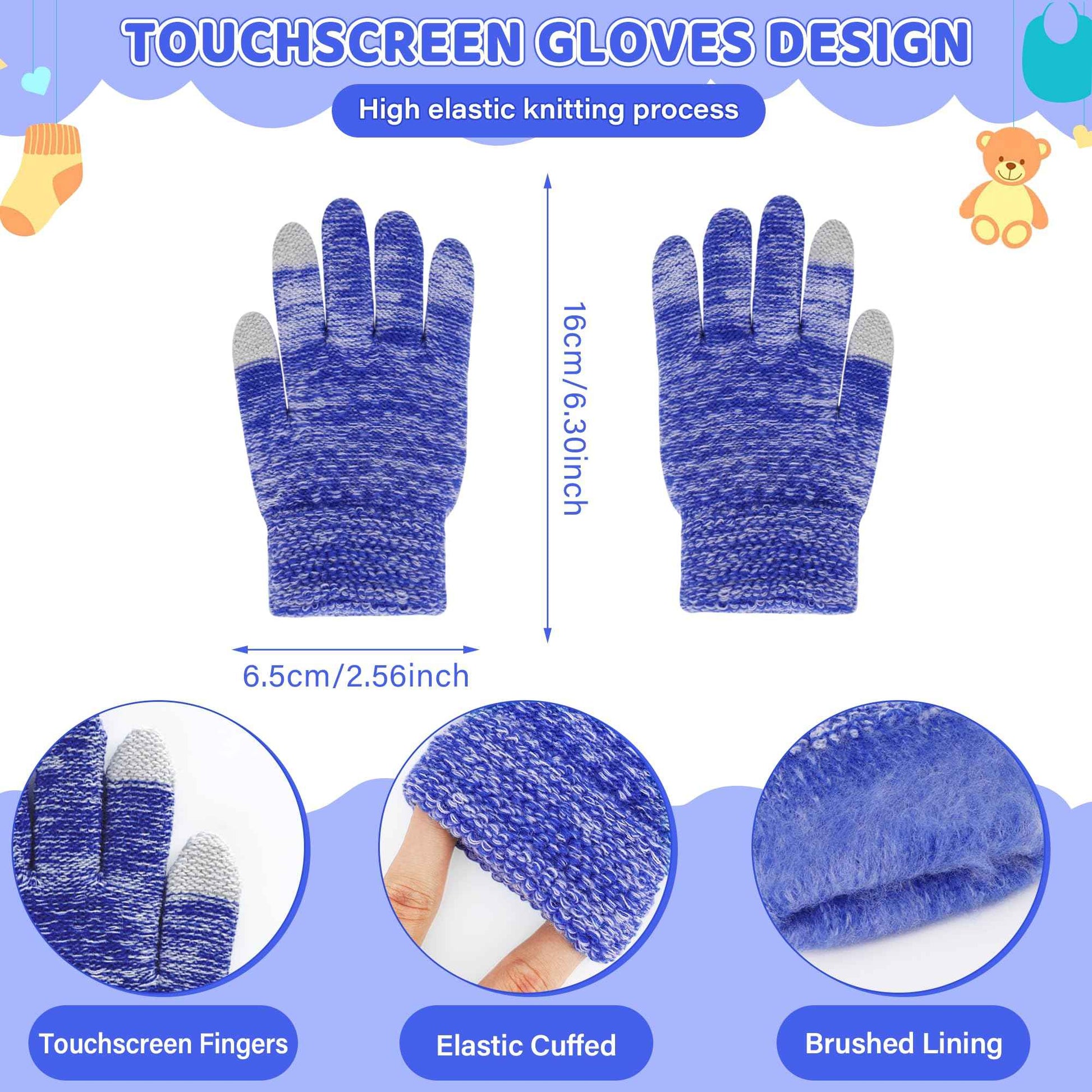 Children's Winter Hat Loop Scarf Touchscreen Gloves Set 2 3 4 5 6 7 Years Toddler Winter Hat Beanie Tube Scarf Knitted Pom Hats Gift Girls Boys