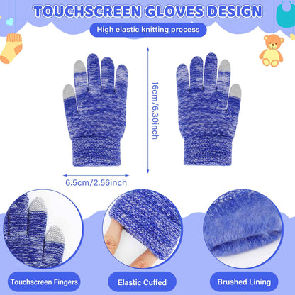 Children's Winter Hat Loop Scarf Touchscreen Gloves Set 2 3 4 5 6 7 Years Toddler Winter Hat Beanie Tube Scarf Knitted Pom Hats Gift Girls Boys