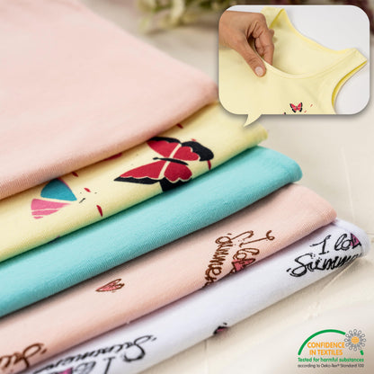 LOREZA ® 5 Mädchen Baumwolle Unterhemden Tank Top Kinder - Gr. 92-170