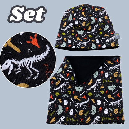 HECKBO Children's Beanie Hat & Scarf, Tube Scarf Set, for Girls and Boys, 95% Cotton, Autumn, Spring, Winter