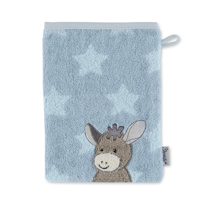 Sterntaler Waschhandschuh Esel Emmi, Größe: 21 x 15 cm, Mittelblau 7202070