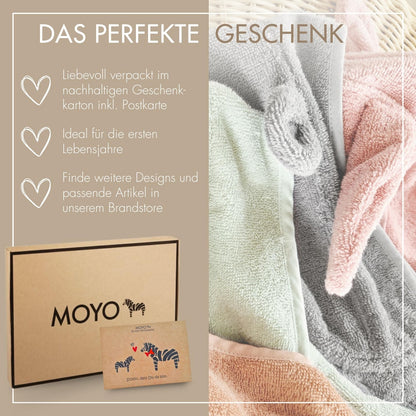 MOYO Baby Badeponcho Mit Hasenohren in Rosé I Kinder Badetuch Für 0-3 Jahre I Weicher Poncho Aus 100% Frottee-Baumwolle I Waschbares Kapuzenhandtuch I 68x56cm