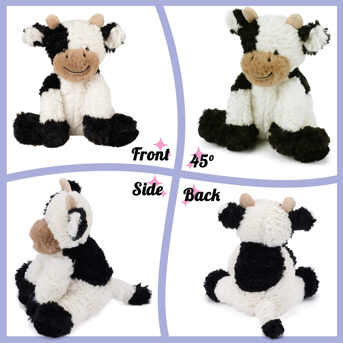 Hopearl Niedliches Plüschkuh-Spielzeug, Schlenker, Milchrinder, weiches Stofftier, niedliches Geburtstag, für Jungen, Mädchen, Kinder, Kleinkinder, 22,9 cm