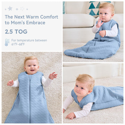 Unnivoll Baby Winter Sleeping Bag, 2.5 Tog, Baby Sleeping Bag, 0-6 Months, Cotton Baby Sleeping Bag, Newborn Winter Sleeping Bag, Baby, Warm and Soft, 67 cm, for Boys and Girls, Green