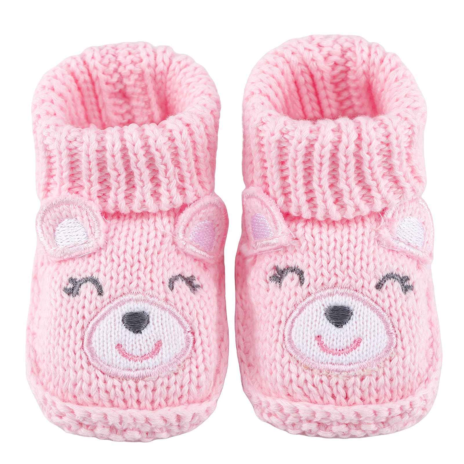 LACOFIA 2 Pairs Newborn Knitted Baby Shoes Soft Baby Boys Girls Ankle Boots 0-3 Months