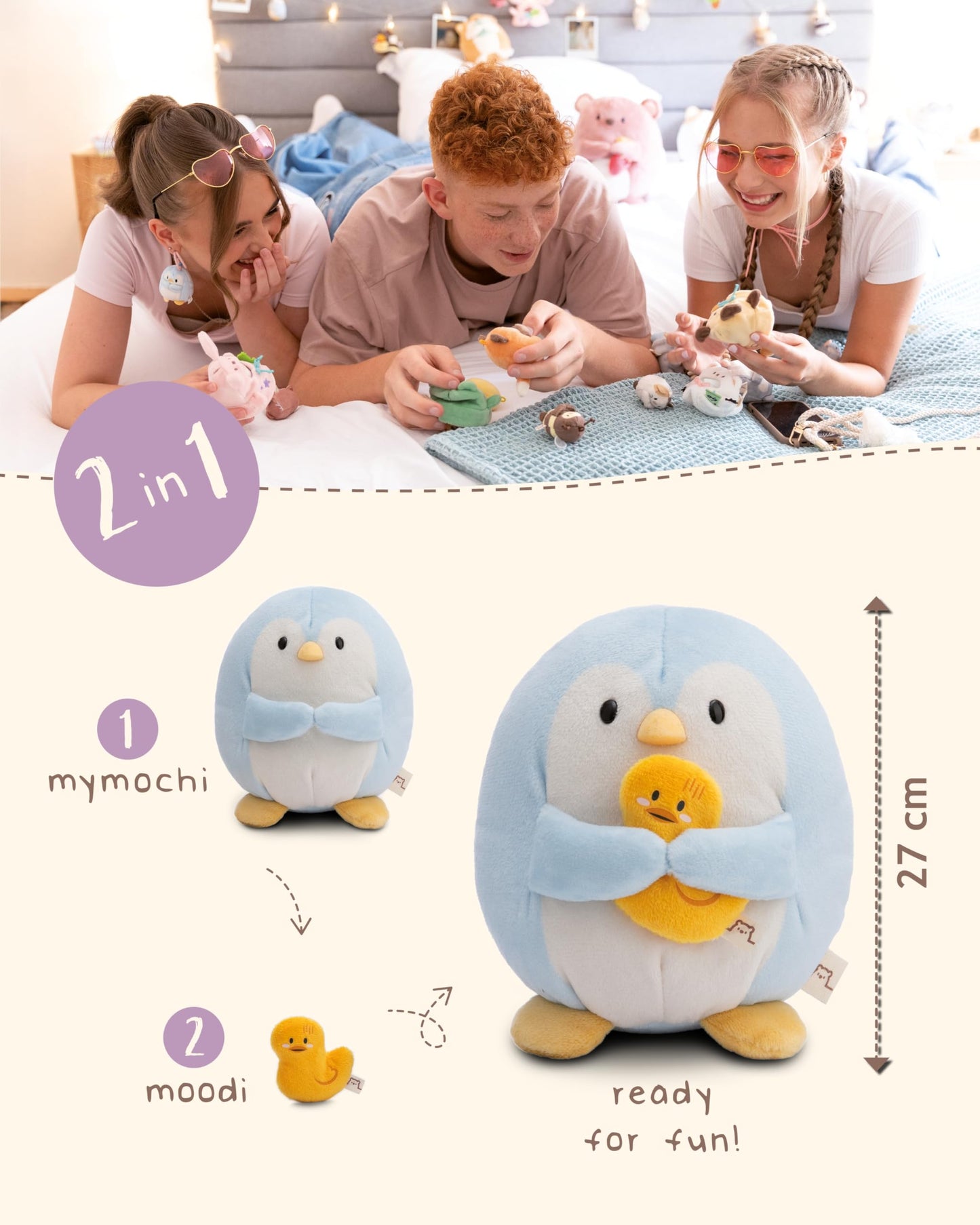 NICI MYMOCHI Fuchs Kuscheltier Geeks 16 cm mit Videospiel in Geschenkbox 11x12x6,5 cm, Flauschiges Stofftier zum Kuscheln, Spielen und Liebhaben - 61151