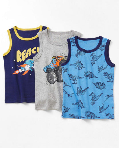 Adorel Jungen Unterhemden Baumwolle Ärmellos Tank Top Unterwäsche 3er-Pack