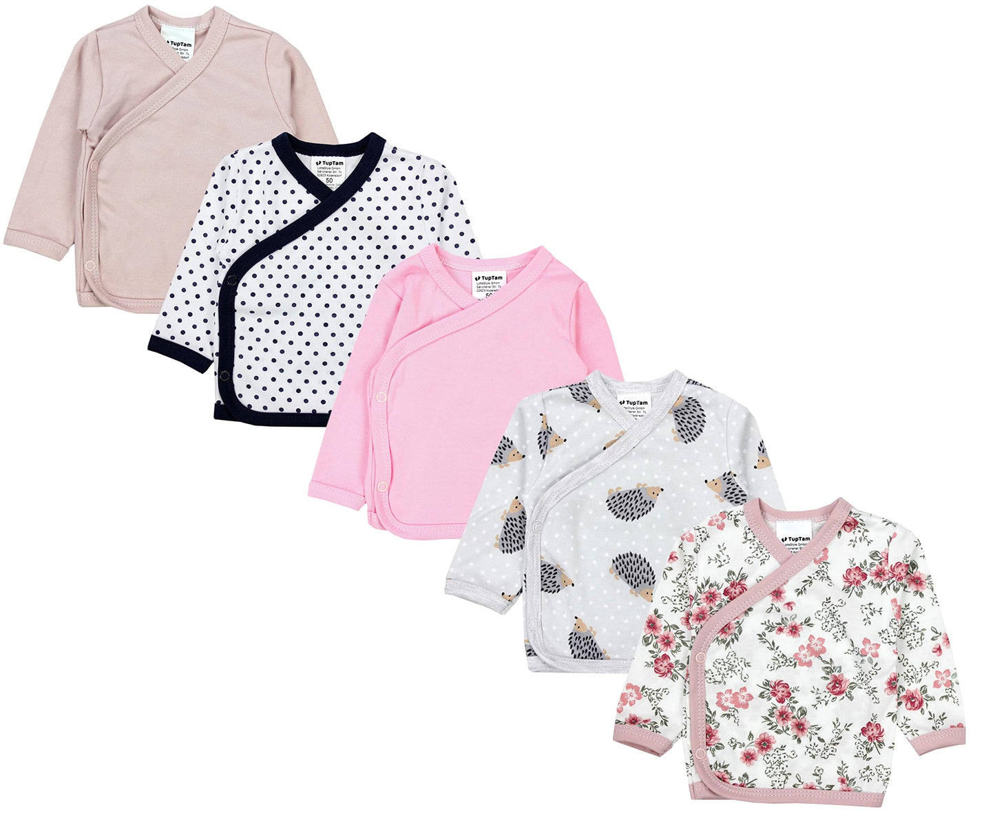 TupTam Baby Mädchen Langarm Wickelshirt Baumwolle 5er Set