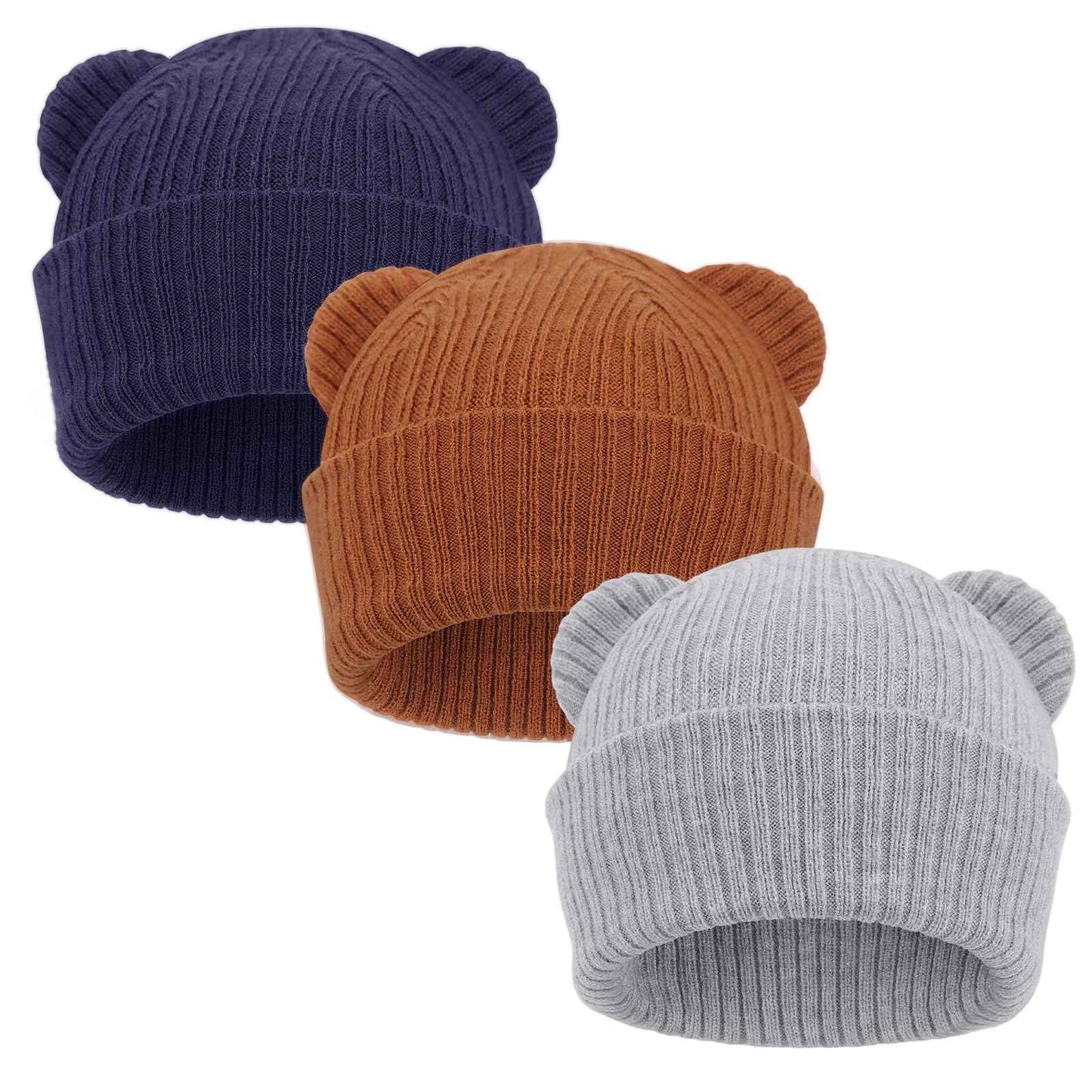 DRESHOW Toddler Beanie Baby Winter Hats Baby Soft Knitting Cute Bear Ears Hat for Boys Girls Warm Hat Hats for 0 Months - 24 Months