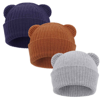 DRESHOW Toddler Beanie Baby Winter Hats Baby Soft Knitting Cute Bear Ears Hat for Boys Girls Warm Hat Hats for 0 Months - 24 Months