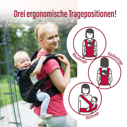 manduca XT Babytrage - Verstellbarer Sitz, der mitwächst - Vom Neugeborenen bis zum Kleinkind - Babytrage aus Bio-Baumwolle mit 3 Tragemöglichkeiten