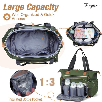 Wickeltasche mit Schnullertasche und Wickelunterlage, Wickelrucksack Multifunktions-Babytasche für Große Reisewindeltasche für Mama und Papa, isolierten Taschen-Dunkelblau