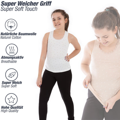 LOREZA ® 5 Mädchen Baumwolle Unterhemden Tank Top Kinder - Gr. 92-170
