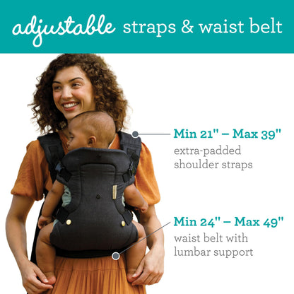 Infantino Flip Advanced 4-in-1 Babytrage, Ergonomisch, Umwandelbar, mit Blickrichtung Nach Innen und Außen, Vorne und Hinten Tragbar für Neugeborene bis Kleinkinder von 3,6-14,5 kg, Grau