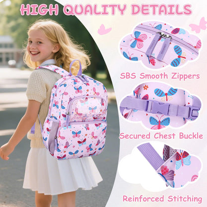 Kinderrucksack für Mädchen 5–8 Jahre, 12L Leichter & Wasserabweisender mit Brustgurt, Perfekt für Vorschule & Grundschule，Regenbogen
