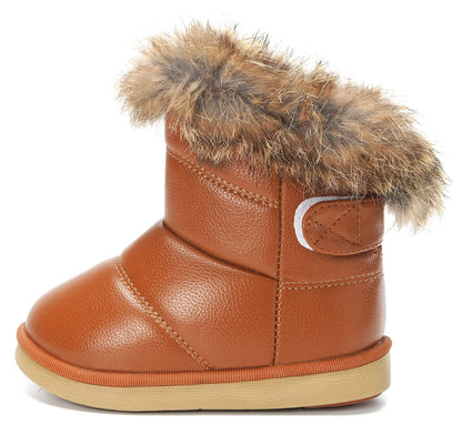 KVbabby Winter Shoes, Girls’ Warm Lined Winter Boots, Children's Ankle Boots, Waterproof Snow Boots, Soft Soles, Slip-On Boots