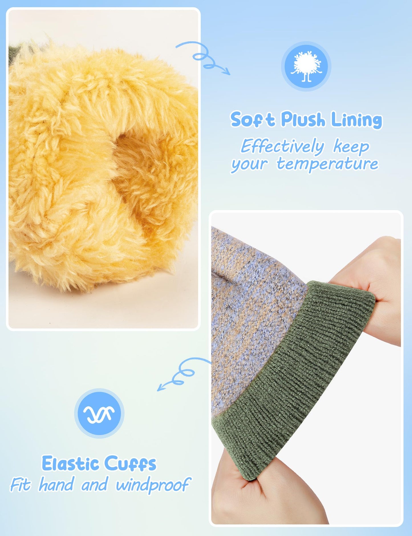 Becellen Baby Handschuhe Fäustlinge Winter, Kinder Warm Strickhandschuh Weich Niedlicher Handschuhe mit Schlüsselband für 0-3 Jahre Mädchen Junge
