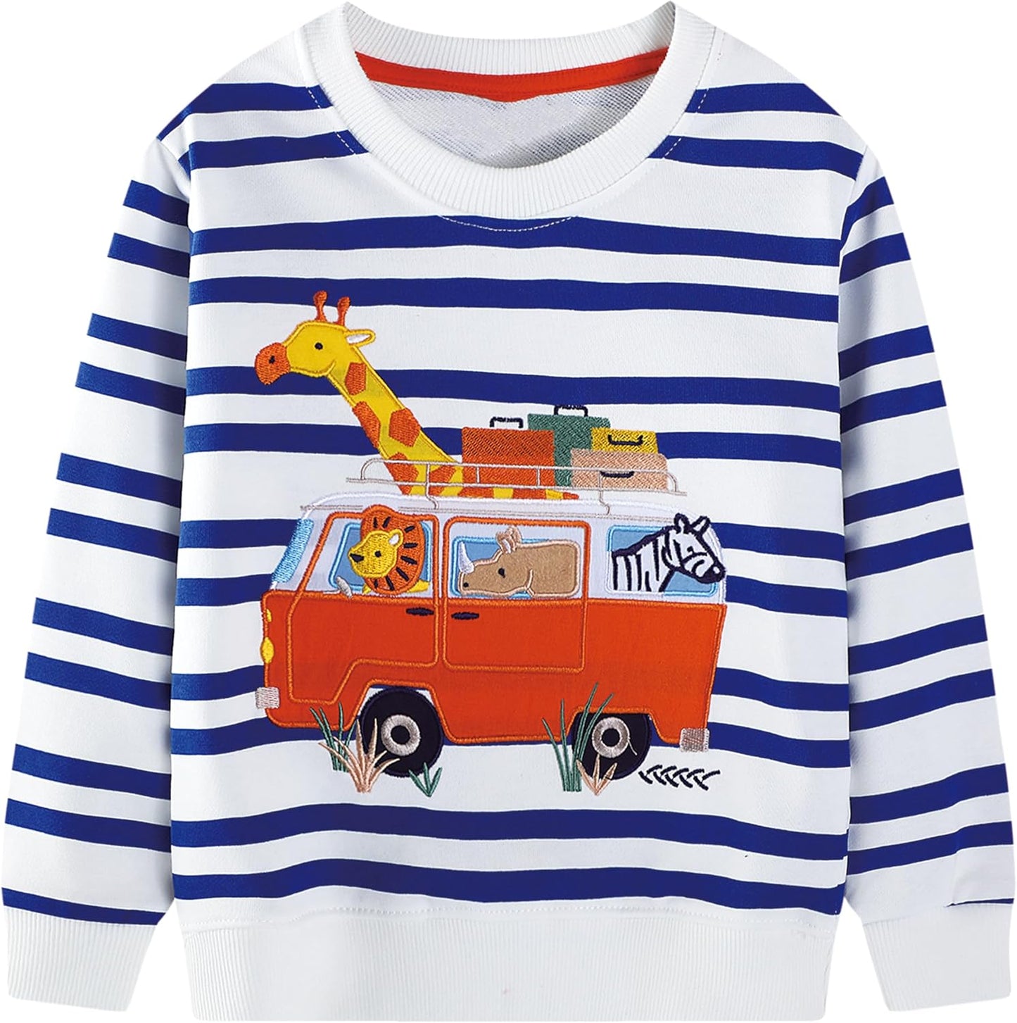 Jungen Pullover Sweatshirt Kinder Casual Langarm Tops Tier Flugzeug Winter Warm Streifen Oberteile Alter 2-7 Jahre