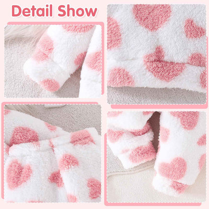 Kunyeah 2pcs Baby Girls Fleece Clothing Toddler Plush Pullover Sweatshirt Newborn Long Sleeve Top Trousers Set Warm Hoodies Outfit