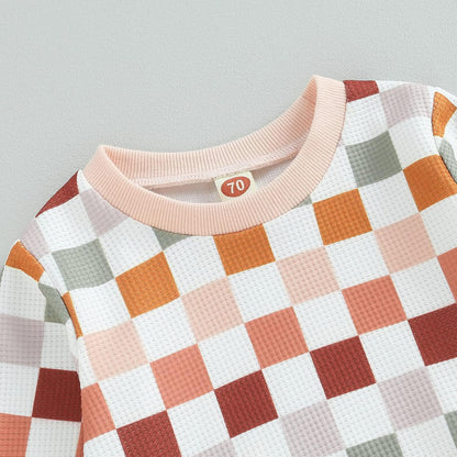 Baby Herbst Winter Set Kariertes Sweatshirt Und Jogginghose Für Jungen Mädchen