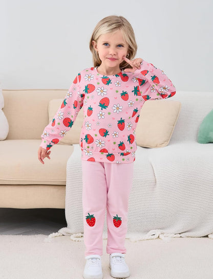 Unicorn Outfits for Little Girls 2 Pieces Ruffle Sleeve Sweatshirt + Leggings Autumn Leopard Clothing Sets 2-10 Years Old
