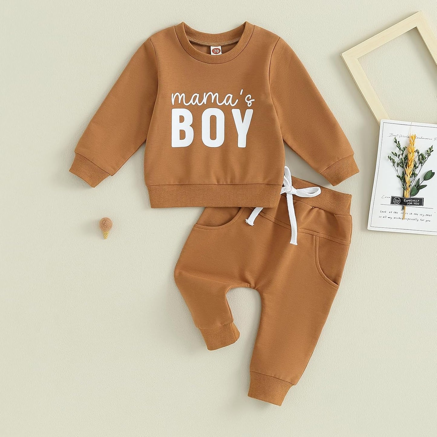Baby Boys' Two-Piece Outfit, Long Sleeve Sweatshirt + Trousers, 2-Piece Set, Baby Clothing, 0-3 Years, Children's Outfit for Baby Boys 