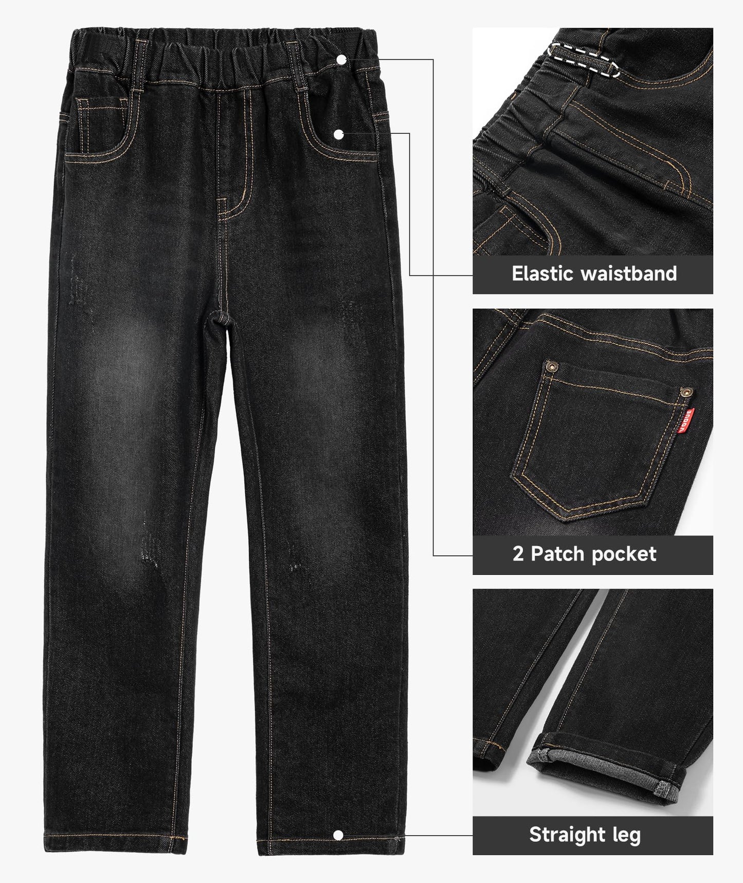 YoungSoul Jungen Jeanshosen - Jeans mit Abschürfungen - Kinder Hose mit elastischem Bund Gr. 128-176