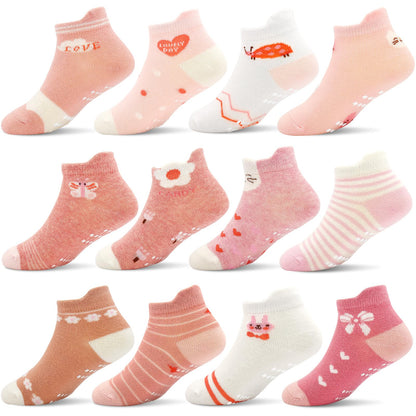 GRPSKCOS Stoppersocken Kinder 12 Paar ABS Socken Rutschfeste Socken Kleinkind Antirutschsocken für 1-7 Jahre Jungen Mädchen