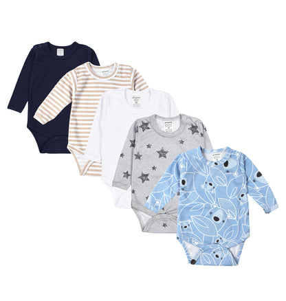TupTam Baby Body Langarm – Weicher Body Baby 5er Pack aus Baumwolle, Unifarben, OEKO-TEX Zertifiziert