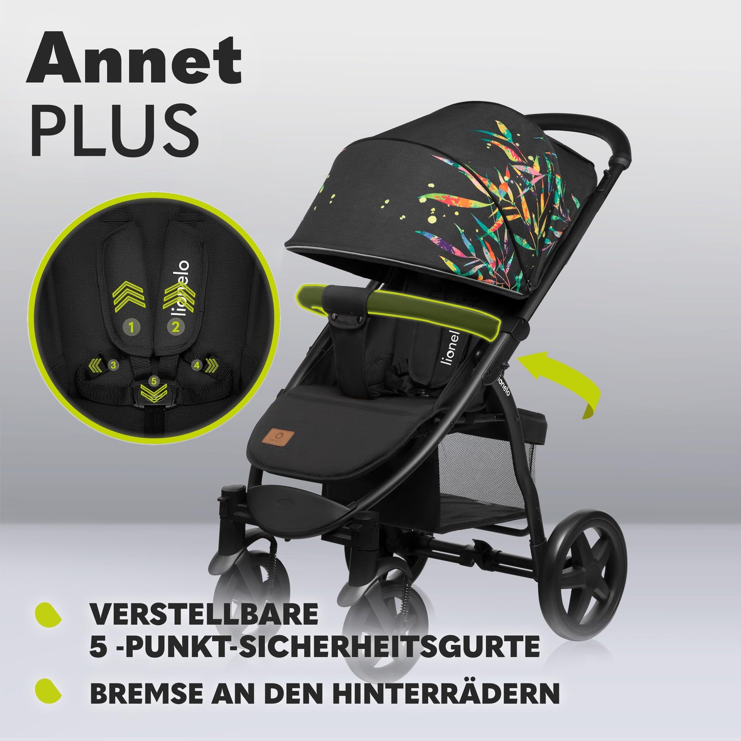 LIONELO Annet Plus Buggy up to 22 kg with Reclining Function, Small Folding Pushchair with Accessories, EVA Foam Wheels, Mosquito Net, Foot Cover Drink Holder, Basket Dreamin