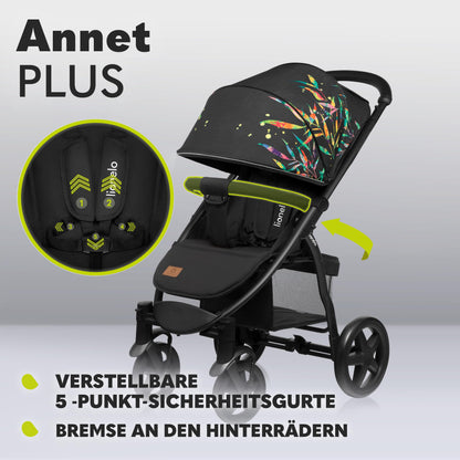 LIONELO Annet Plus Buggy up to 22 kg with Reclining Function, Small Folding Pushchair with Accessories, EVA Foam Wheels, Mosquito Net, Foot Cover Drink Holder, Basket Dreamin