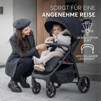 KikkaBoo Reisebuggy Kinderwagen URBAN, Buggy mit Liegefunktion ab Geburt bis 22 kg, Klein Zusammenklappbar, Leicht, EVA Räder mit Federung, Höhenverstellbarer Griff, Beige