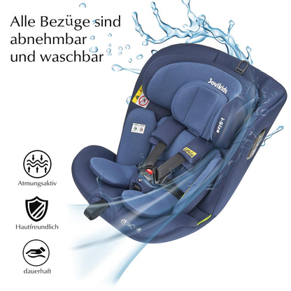 Jovikids 360° Drehbar Kindersitz mit ISOFIX und Ruheposition, i-Size(ECE R129) 40-150cm(0-36kg) Reboarder Baby Autositz, ab Geburt -12 Jahre (blau) - Meloni2