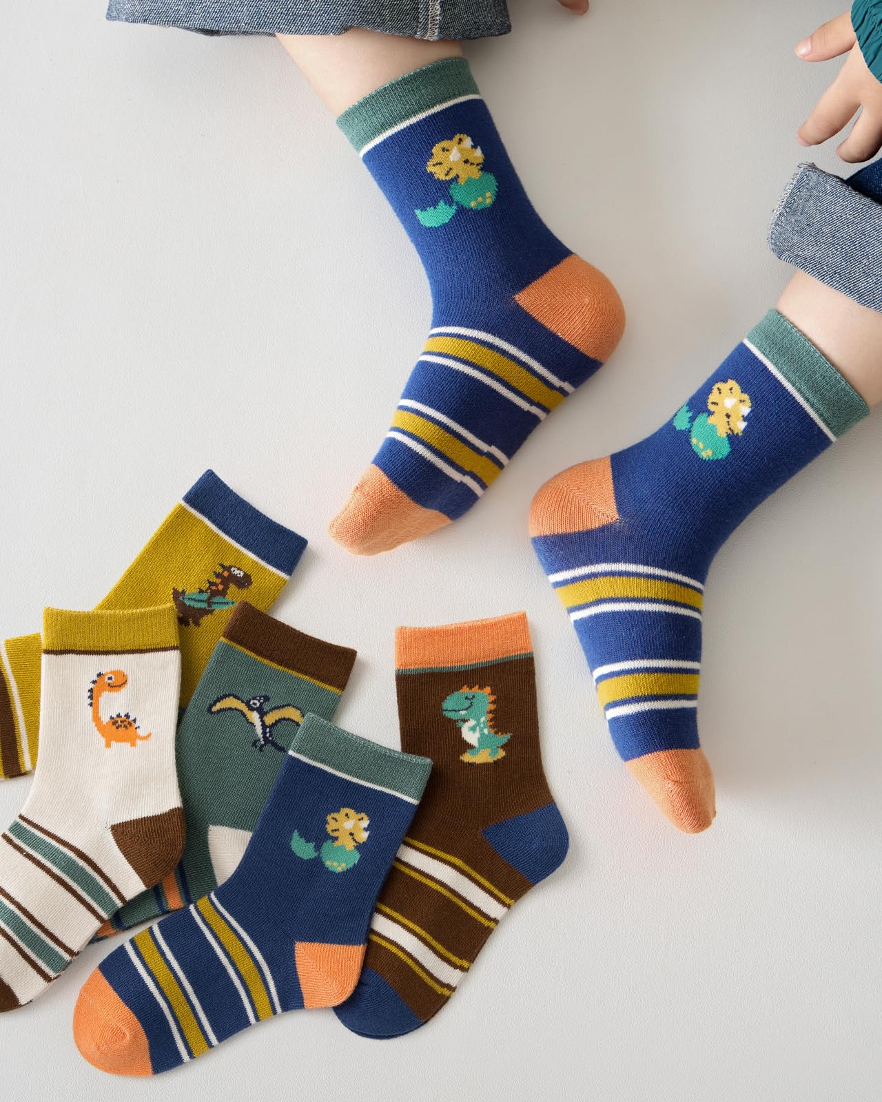 Kyopp 10 Paar Socken Kinder Mädchen und Jungen Klassisch Socken Lustig Cotton Socken Crew Socks Winter/Sommer
