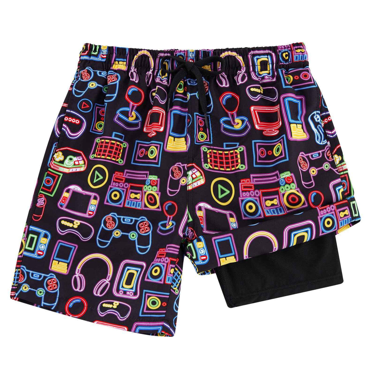 Fanient Badehose Jungen Kinder Badeshorts mit Kompression Liner 2 in 1 Schnelltrocknend Schwimmhose mit Taschen Surfen Strand 7-18 Jahre