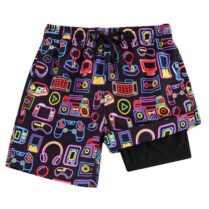 Fanient Badehose Jungen Kinder Badeshorts mit Kompression Liner 2 in 1 Schnelltrocknend Schwimmhose mit Taschen Surfen Strand 7-18 Jahre